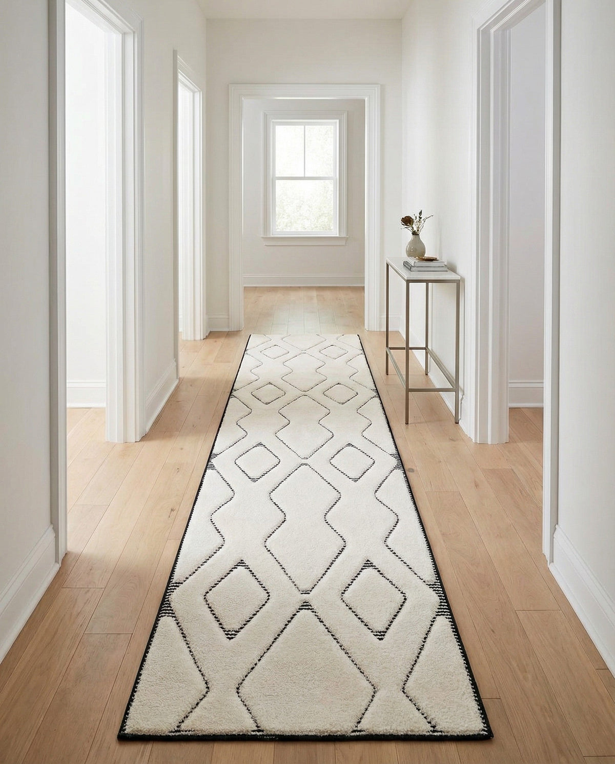 Monochrome Collection Area Rug -  Glacier Runner Ivory White  lifestyle 113