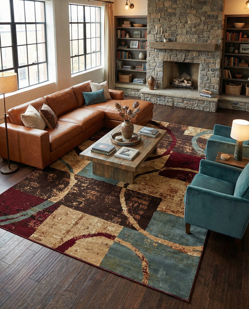 Bistro Lounge Collection Area Rug -  Ristretto Rectangle Multi  lifestyle 27