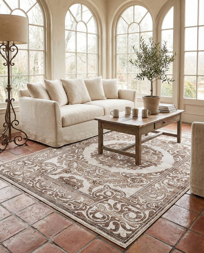 Sanctuary Retreat Collection Area Rug -  Enclave Rectangle Chocolate Brown  lifestyle 45