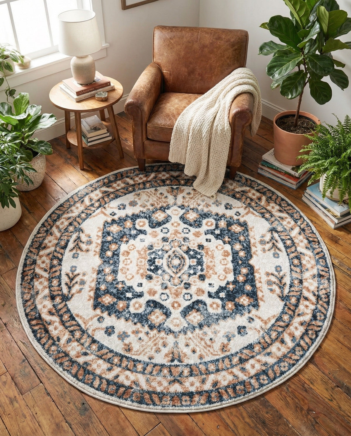 Cambridge Classics Collection Area Rug -  Pembroke (Cream) Round Cream  lifestyle 72