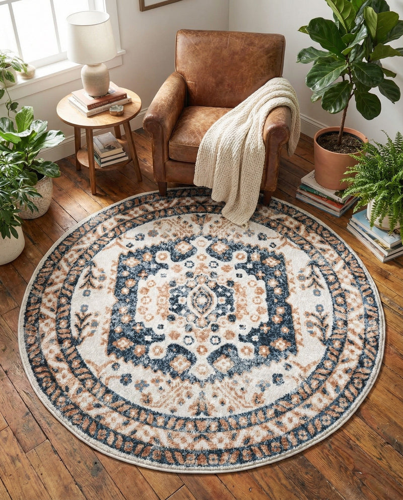 Cambridge Classics Collection Area Rug -  Pembroke (Cream) Round Cream  lifestyle 72