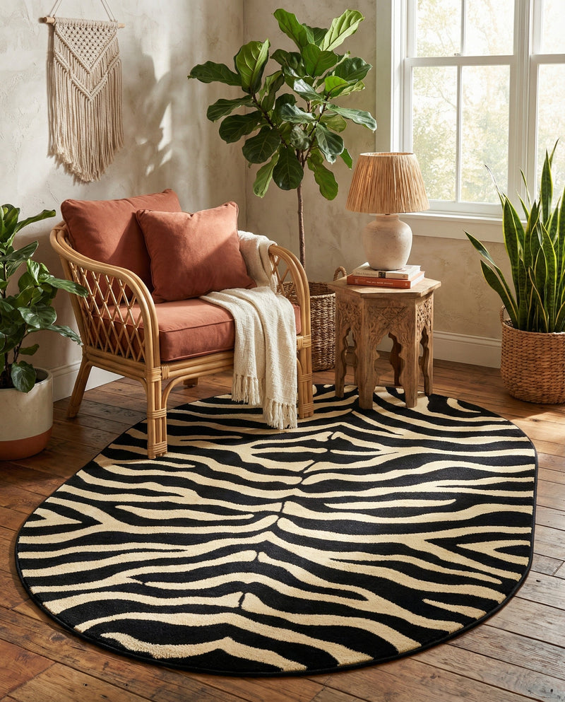 Savannah Sojourn Collection Area Rug -  Kilimanjaro Oval Black  lifestyle 58