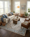 Mykonos Manor Collection Area Rug - Delos Rectangle Blue  lifestyle 6