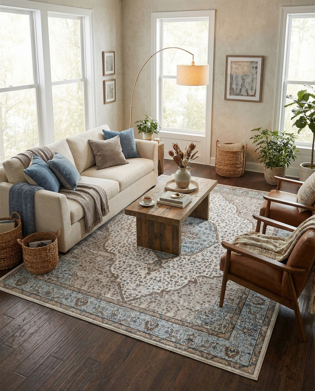 Mykonos Manor Collection Area Rug - Delos Rectangle Blue  lifestyle 6