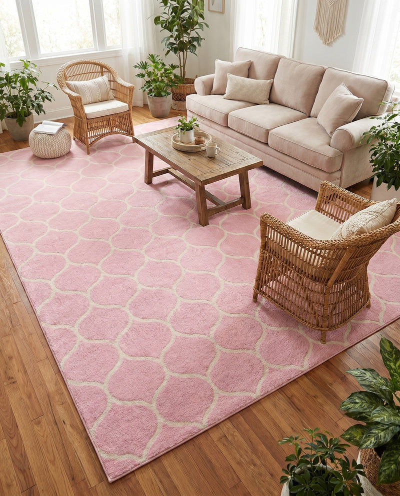 Trellis Mosaic Collection Area Rug -  Pergolatown (Light Pink) Rectangle Light Pink  lifestyle 15
