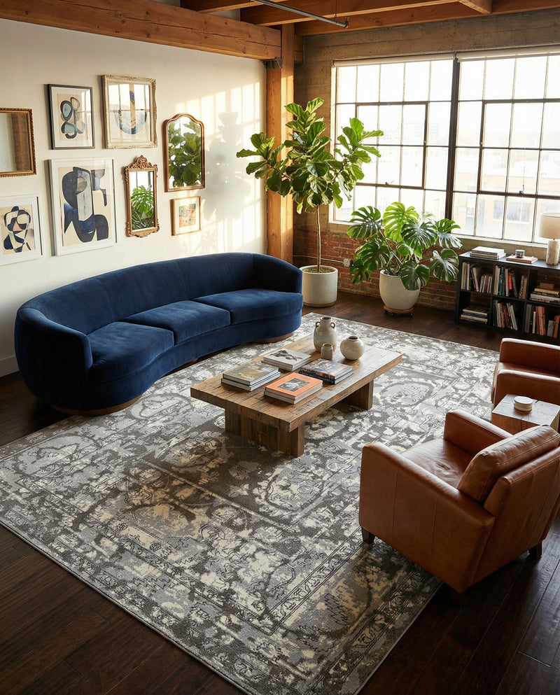 Horizon Collection Area Rug -  Zenith Rectangle Gray  lifestyle 46
