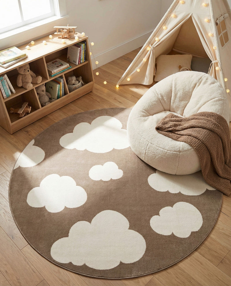 Wonder Tykes Collection Area Rug -  Dreamview Round Hazelnut Beige  lifestyle 80