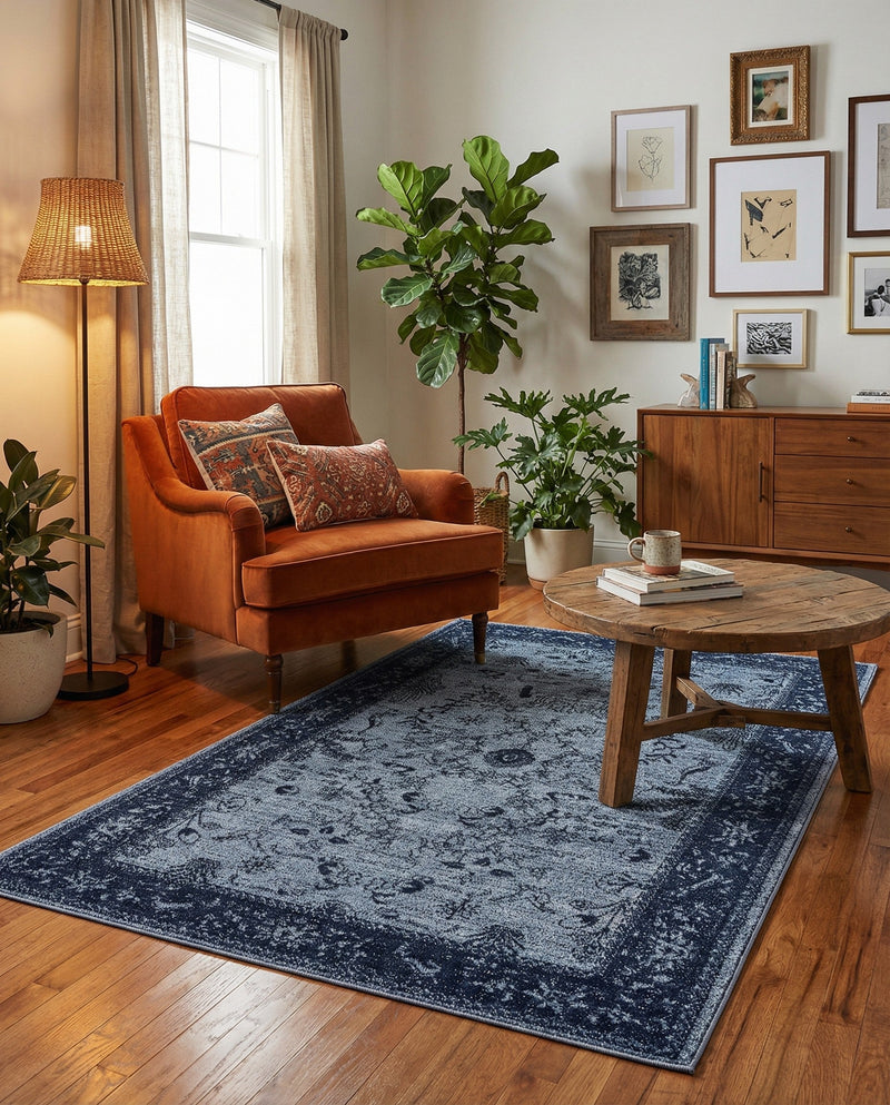 Horizon Collection Area Rug -  Apex (Blue) Rectangle Blue  lifestyle 14