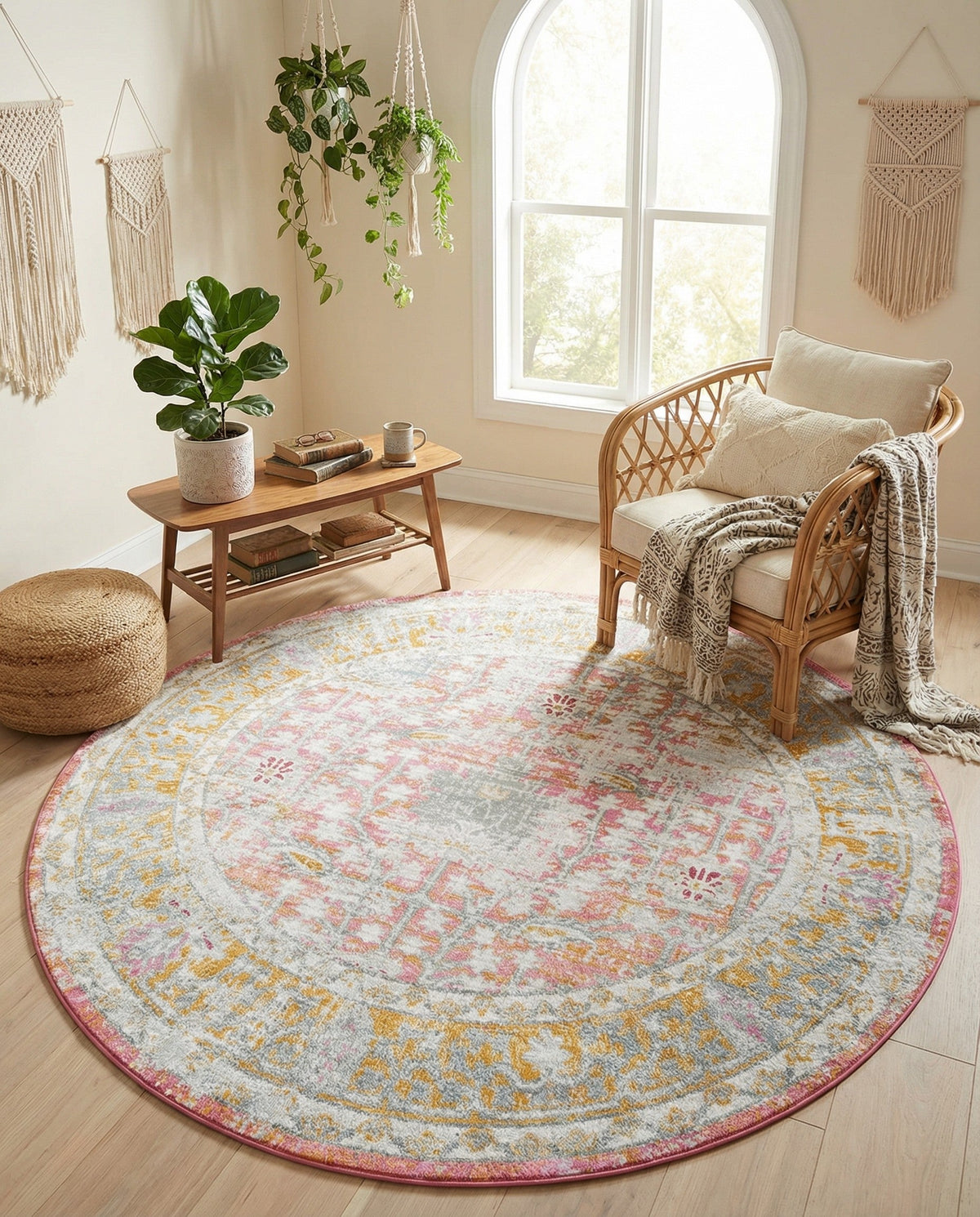 Arcadia Rugs Collection Area Rug -  Olympus Round Pink  lifestyle 78