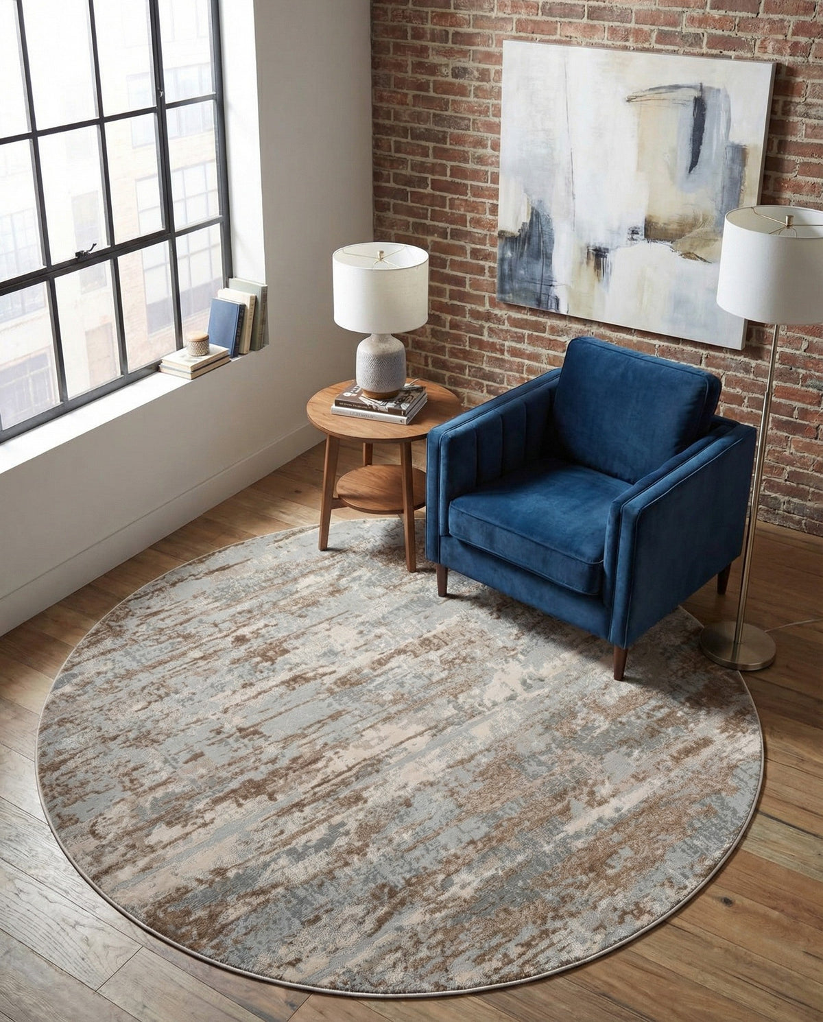Aegean Elegance Collection Area Rug - Mesa Round Beige  lifestyle 80
