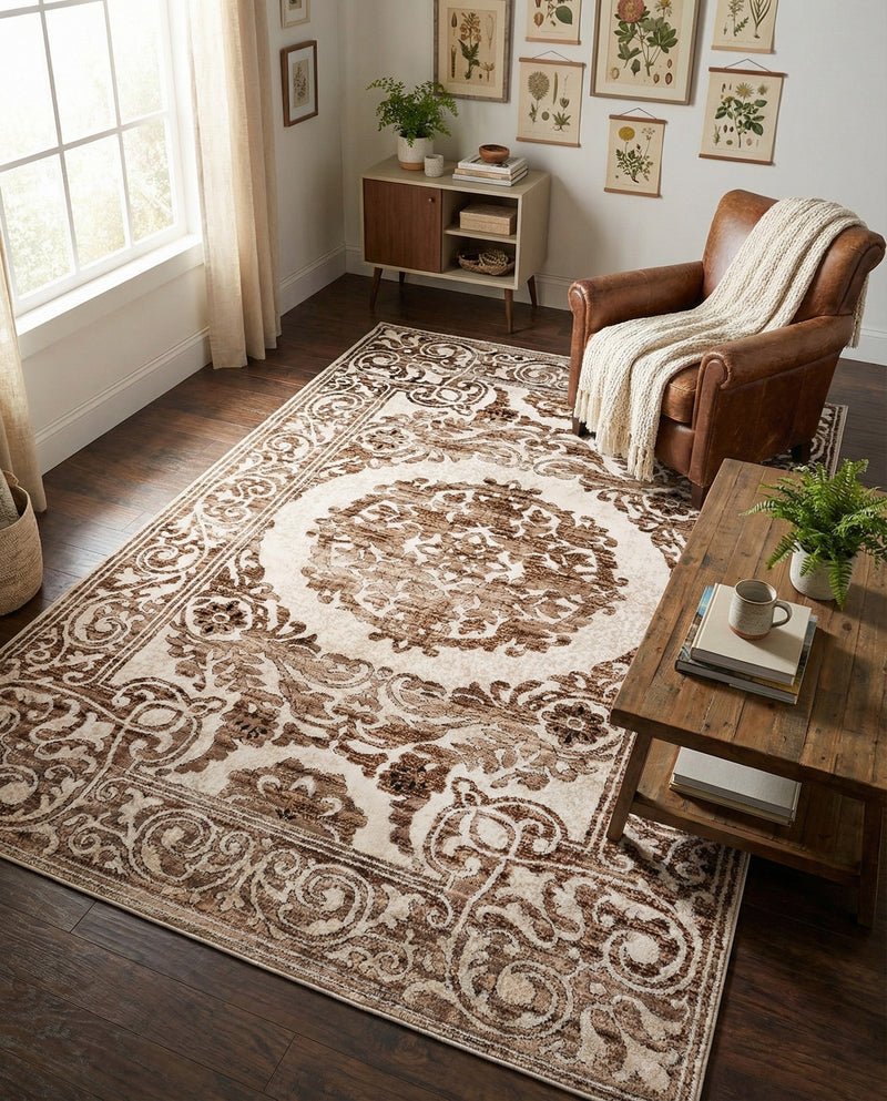 Sanctuary Retreat Collection Area Rug -  Enclave Rectangle Chocolate Brown  lifestyle 11
