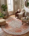 Mykonos Manor Collection Area Rug -  Tinos (Salmon Pink) Round Salmon Pink  lifestyle 68