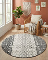 Mediterranean Lattice Collection Area Rug -  Casablanca (Ivory and Gray) Round Ivory and Gray  lifestyle 68