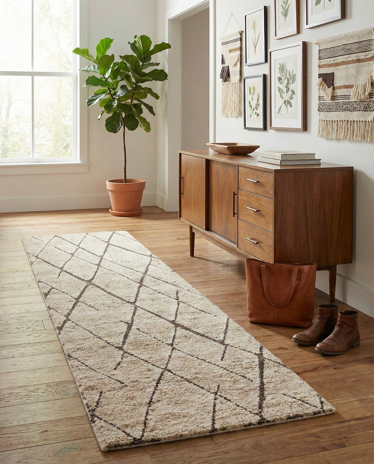 Sahara Berber Wool Collection Area Rug - Marrakesh Runner Camel Brown  lifestyle 141