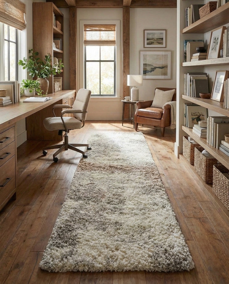 Cozy Haven Shag Collection Area Rug -  Tranquility (Khaki) Runner Khaki  lifestyle 65