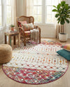 Mediterranean Lattice Collection Area Rug -  Casablanca (Ivory Multi) Oval Ivory Multi  lifestyle 28