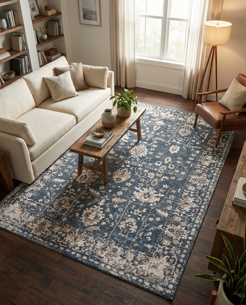 Cascade Range Collection Area Rug -  Shasta (Blue) Rectangle Blue  lifestyle 25