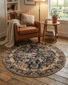 Neptune Elegance Collection Area Rug -  Galatea (Black) Round Black  lifestyle 67