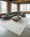Mediterranean Lattice Collection Area Rug - Santorini (Ivory and Gray) Rectangle Ivory and Gray  lifestyle 14