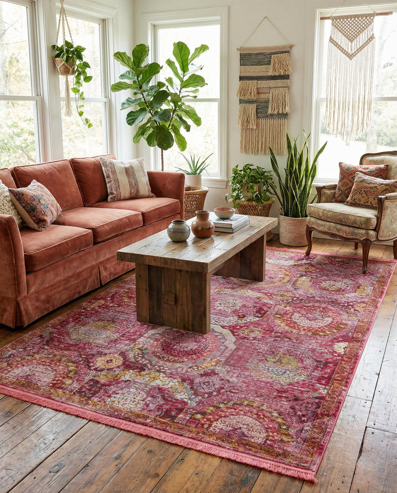 Caribbean Breeze Collection Area Rug -  Lucia Rectangle Pink  lifestyle 34