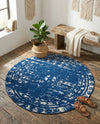 Brighton Stripes Collection Area Rug - Sussex (Navy Blue) Round Navy Blue  lifestyle 40