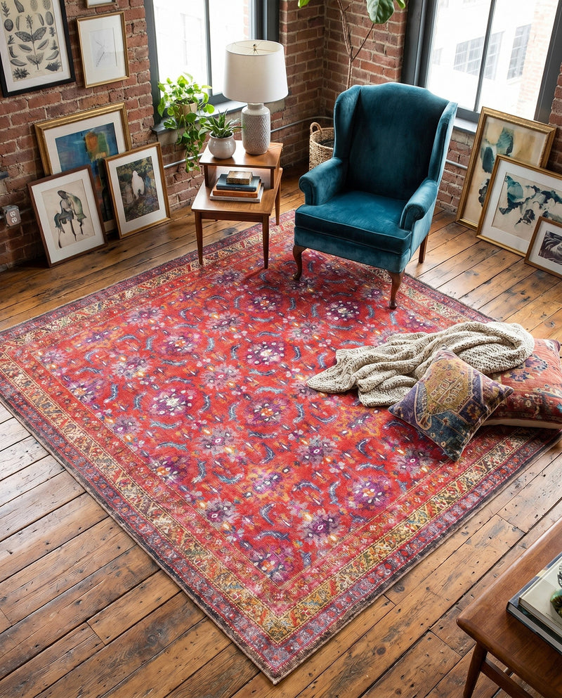 Heritage Elegance Collection Area Rug -  Fontainebleau Square Red  lifestyle 30