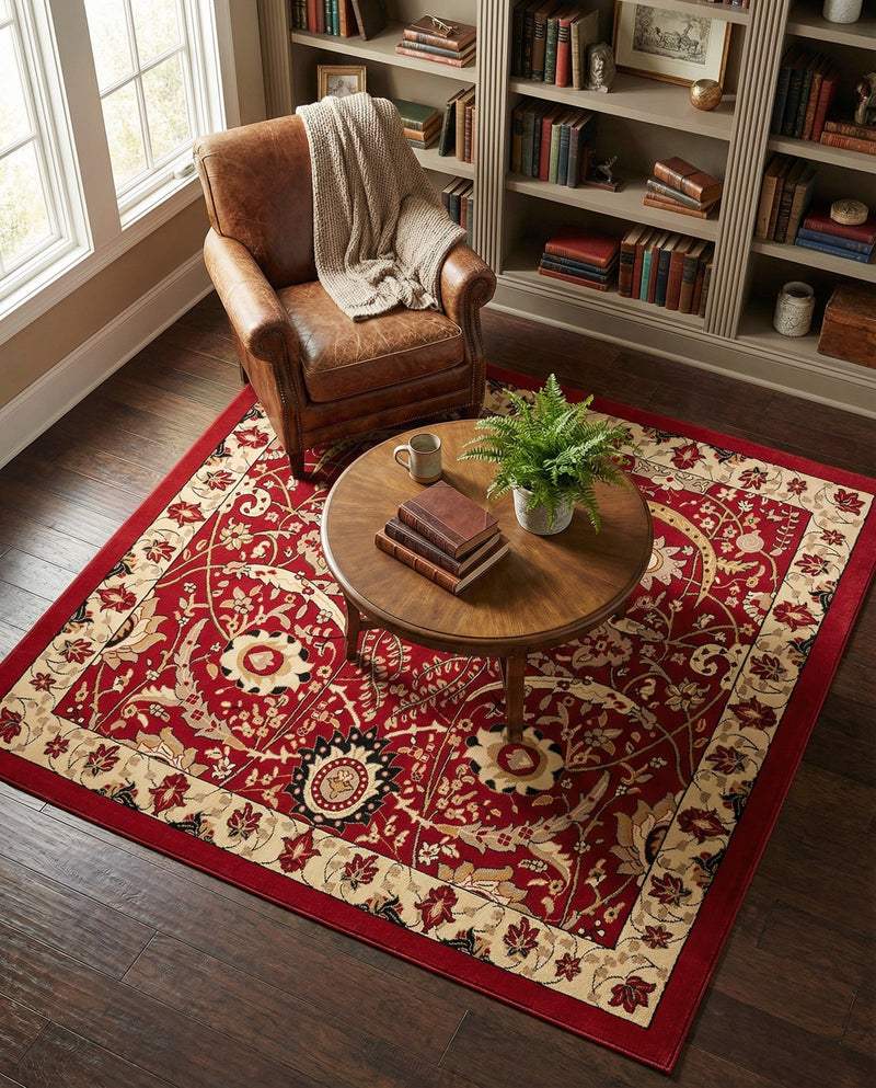 Tabriz Tapestry Collection Area Rug - Sahand (Red) Square Red  lifestyle 19