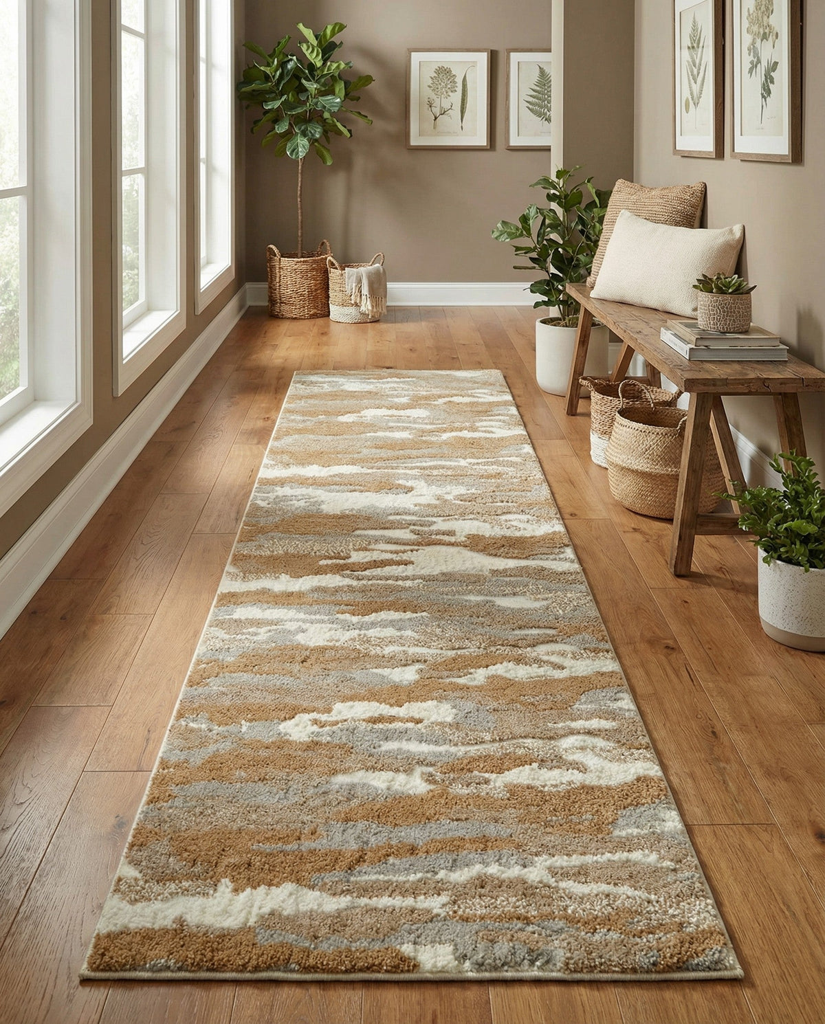 Sienna Collection Area Rug -  Veneto Runner Caramel and Ivory  lifestyle 105