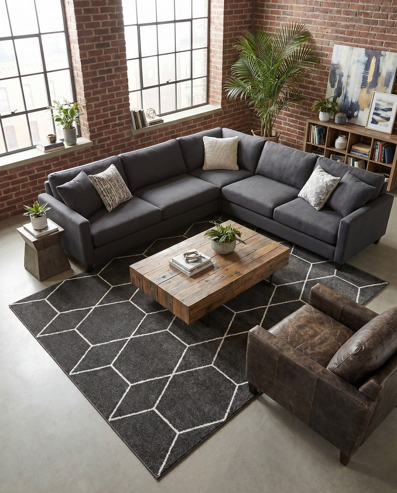 Trellis Mosaic Collection Area Rug - Arborville (Dark Gray) Rectangle Dark Gray  lifestyle 13