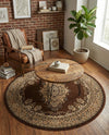 Tabriz Tapestry Collection Area Rug - Azerbaijan (Brown) Round Brown  lifestyle 55