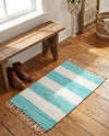 Tassel Trail Collection Area Rug - Pathway (Turquoise and Ivory) Rectangle Turquoise and Ivory  lifestyle 13