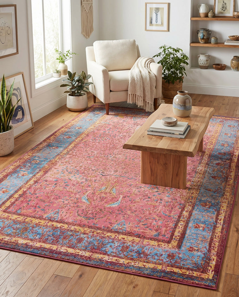 Patio Heritage Collection Area Rug -  Serenity Rectangle Vintage Salmon Coral  lifestyle 25