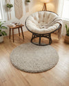 Cozy Comfort Shag Collection Area Rug - Haven (Khaki) Round Khaki  lifestyle 67