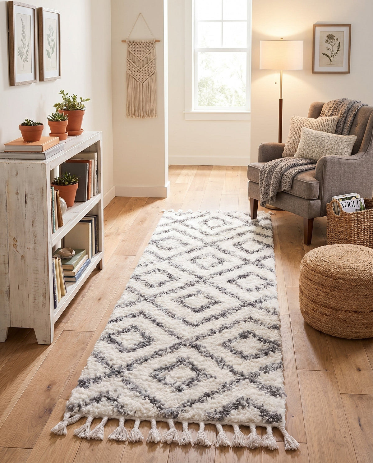 Cozy Cove Shag Collection Area Rug -  Dunes Runner Ivory  lifestyle 173