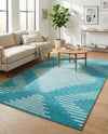 Seychelles Stripes Collection Area Rug - Mahe (Turquoise) Rectangle Turquoise  lifestyle 12
