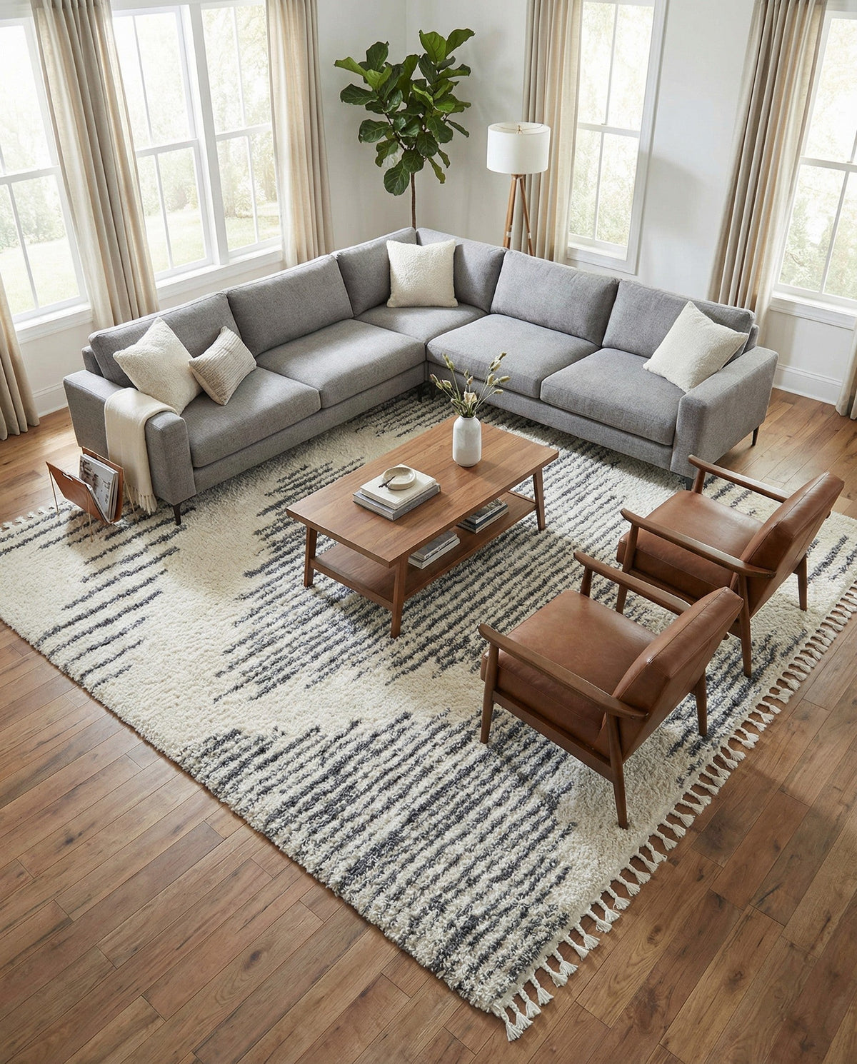 Tranquil Tides Shag Collection Area Rug -  Azure Square White  lifestyle 128