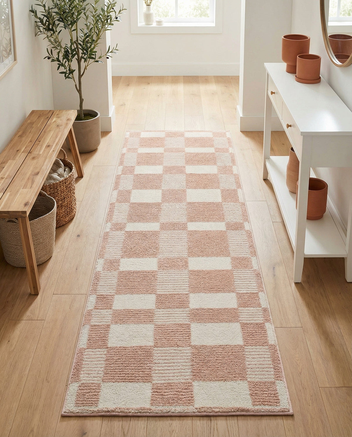 Haven Tapestry Collection Area Rug -  SereneCove Runner Barely Blush Pink  lifestyle 86