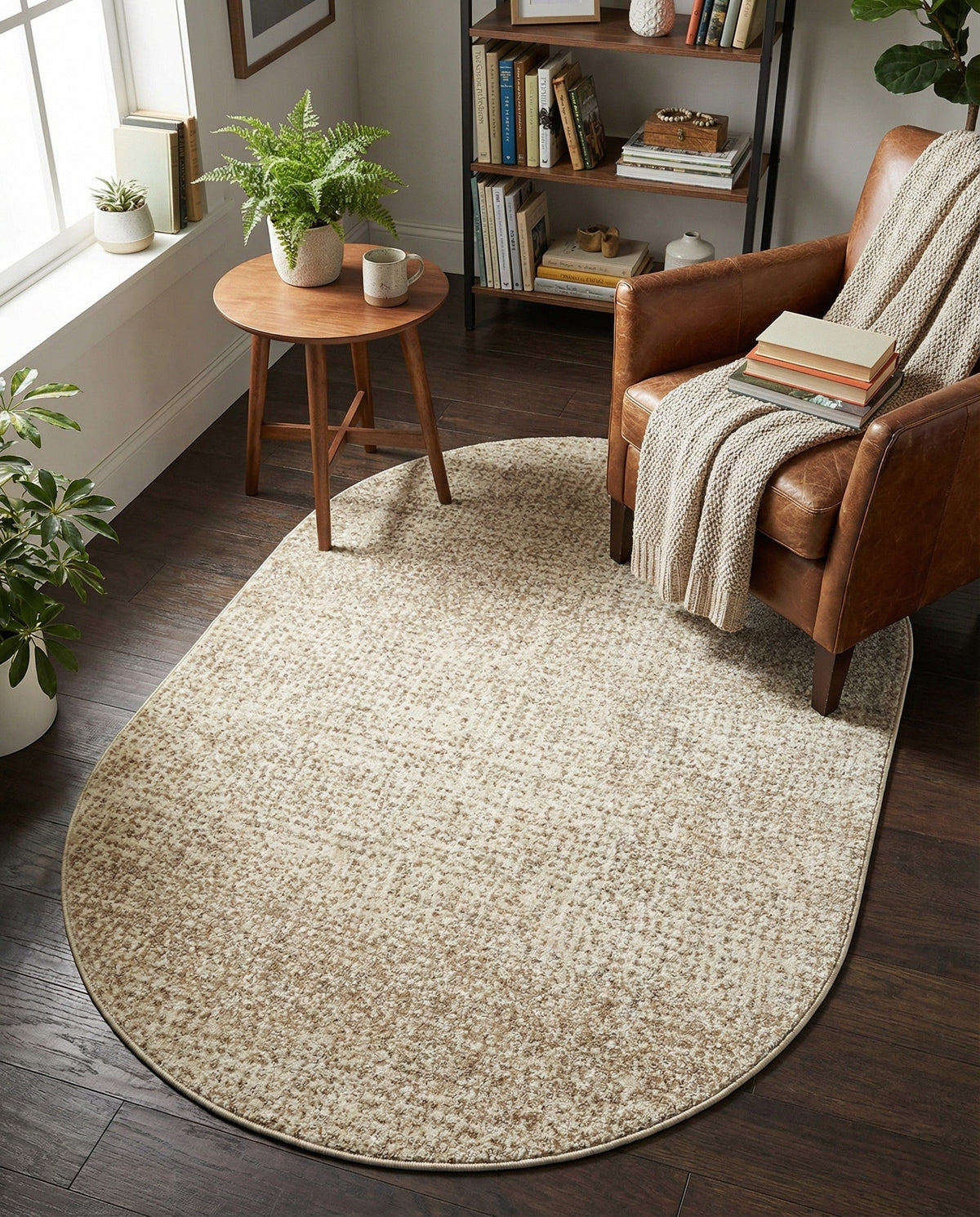 Jewel Oasis Collection Area Rug - Sapphire (Ivory) Oval Ivory  lifestyle 108