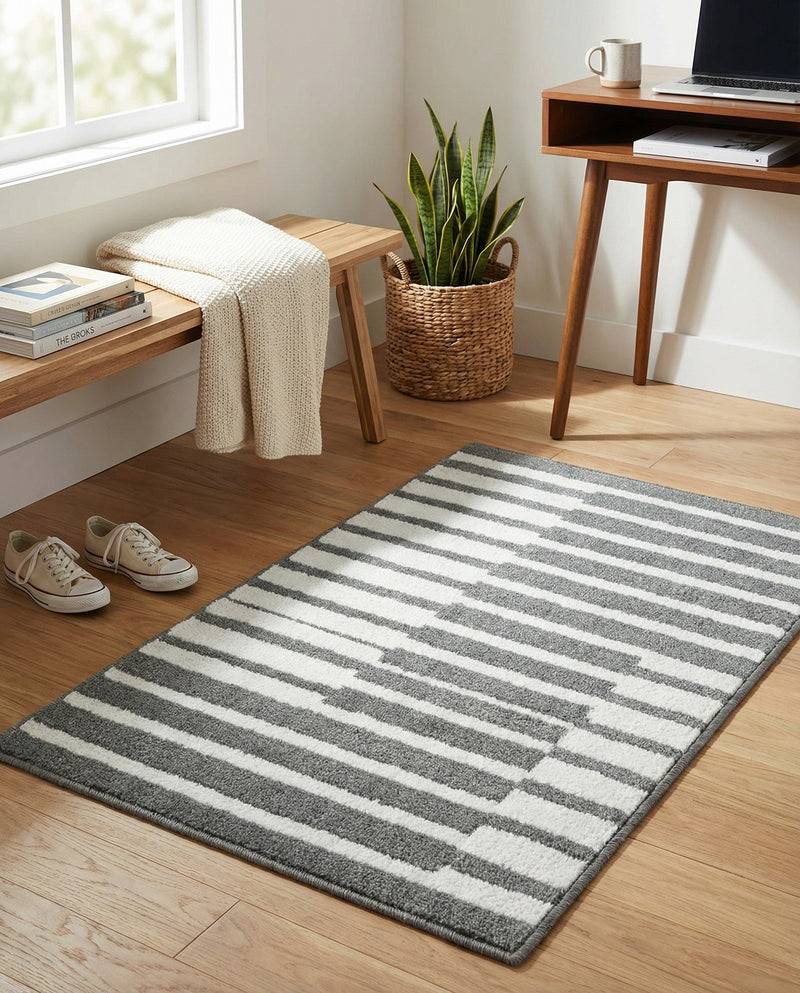 Copenhagen Edge Collection Area Rug -  Vesterbro Rectangle Gray  lifestyle 15