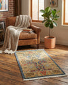Persian Elegance Collection Area Rug -  Khorramabad Rectangle Navy Blue  lifestyle 8