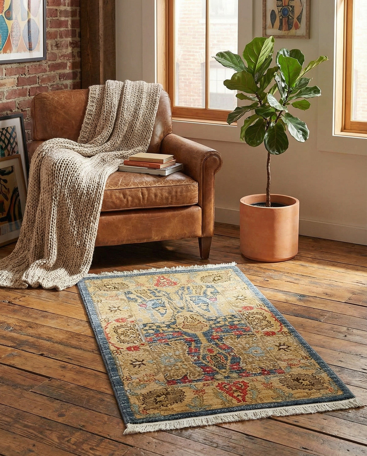 Persian Elegance Collection Area Rug -  Khorramabad Rectangle Navy Blue  lifestyle 8