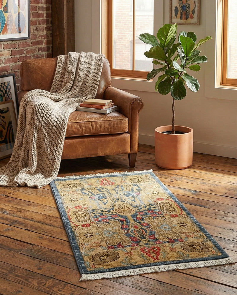 Persian Elegance Collection Area Rug -  Khorramabad Rectangle Navy Blue  lifestyle 8