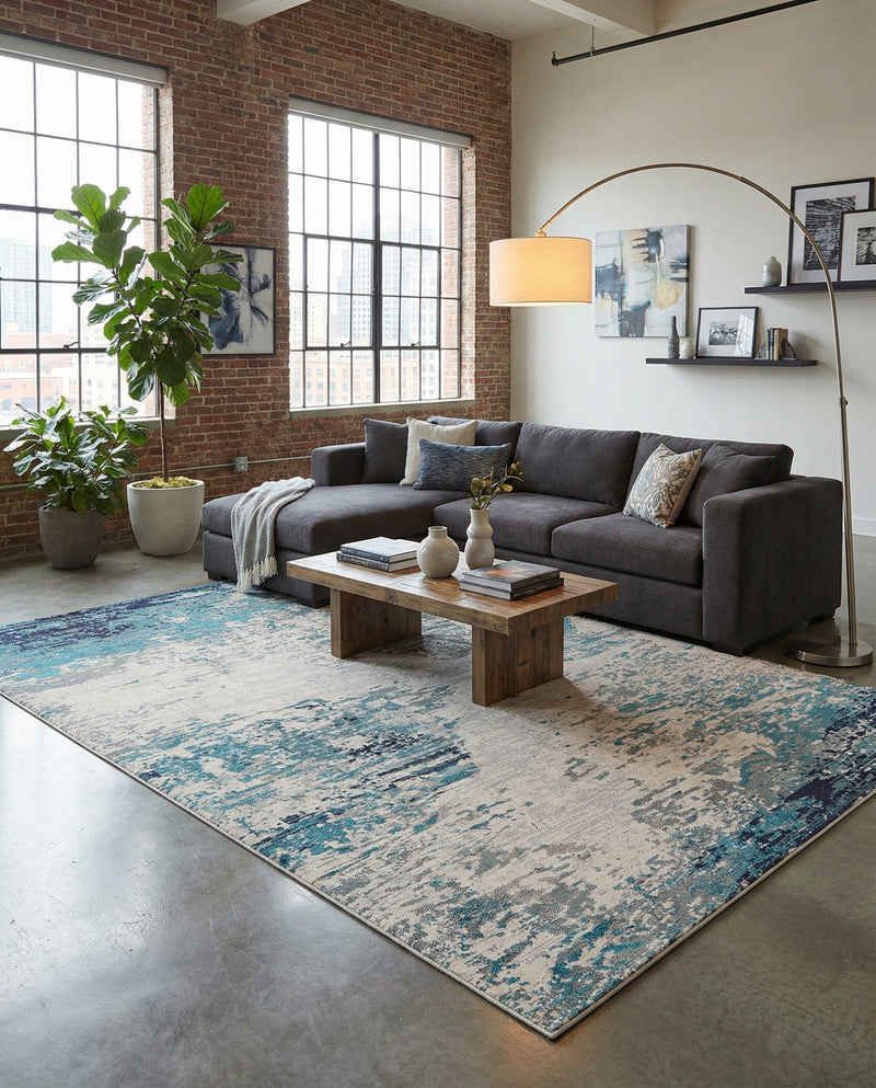 Colorburst Oasis Collection Area Rug -  Tropic Rectangle Blue  lifestyle 12