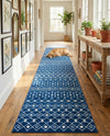 Mediterranean Lattice Collection Area Rug - Santorini (Navy Blue) Runner Navy Blue  lifestyle 65