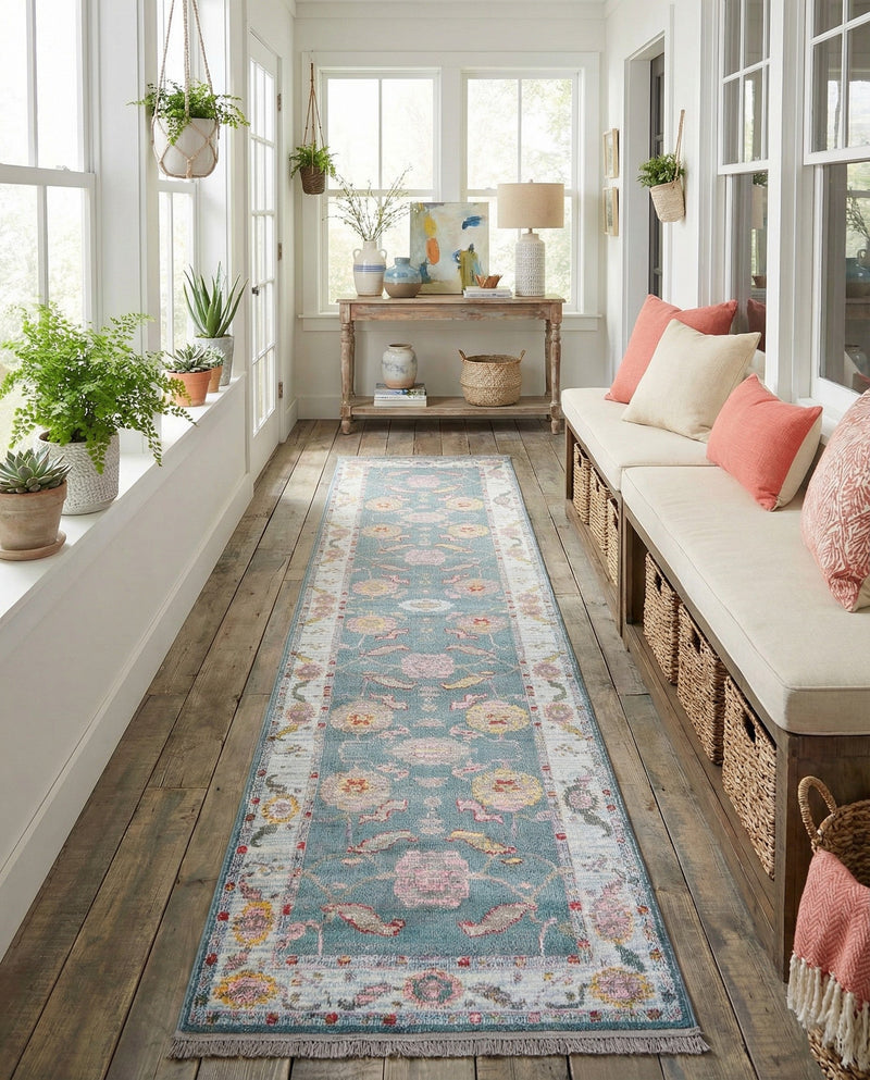 Arcadia Rugs Collection Area Rug - Eden (Gray and Blue) Runner Gray and Blue  lifestyle 54