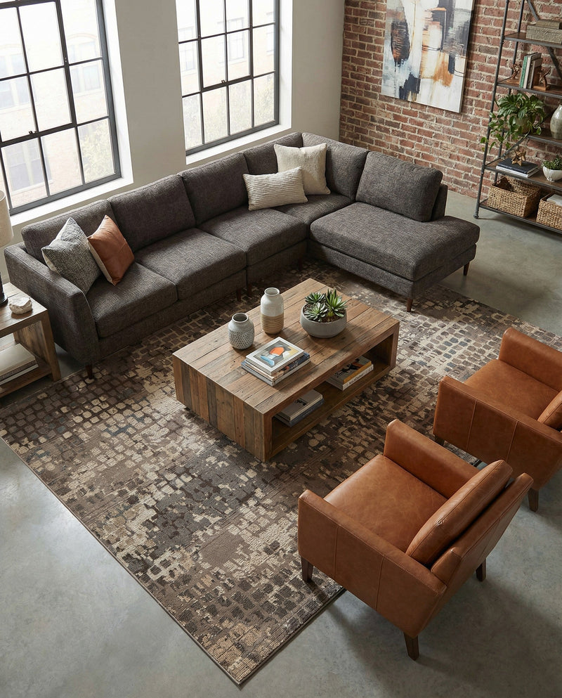 Chromatic Oasis Collection Area Rug -  Tropic Rectangle Gray  lifestyle 30