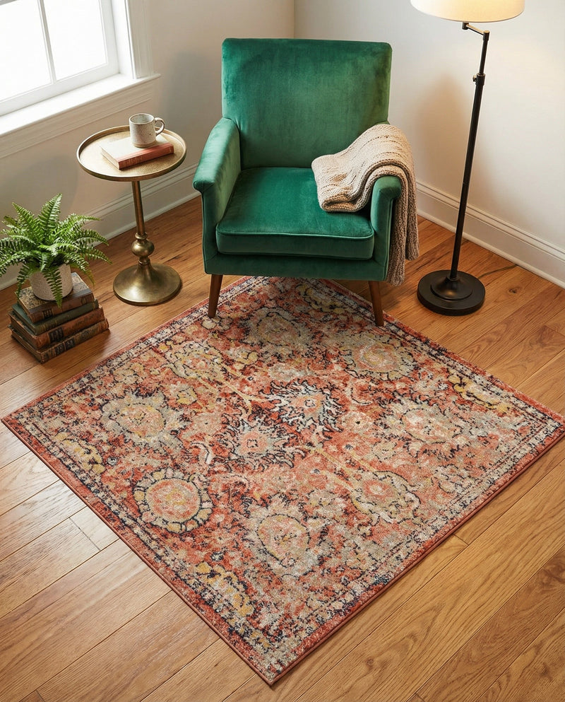 Seville Stripes Collection Area Rug -  Cordoba (Brick Red) Square Brick Red  lifestyle 39