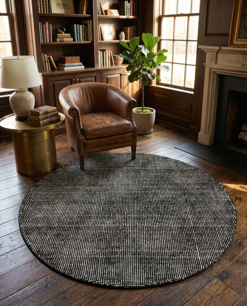 Berkshire Estate Collection Area Rug - Windsor (Blackberry) Round Blackberry  lifestyle 37
