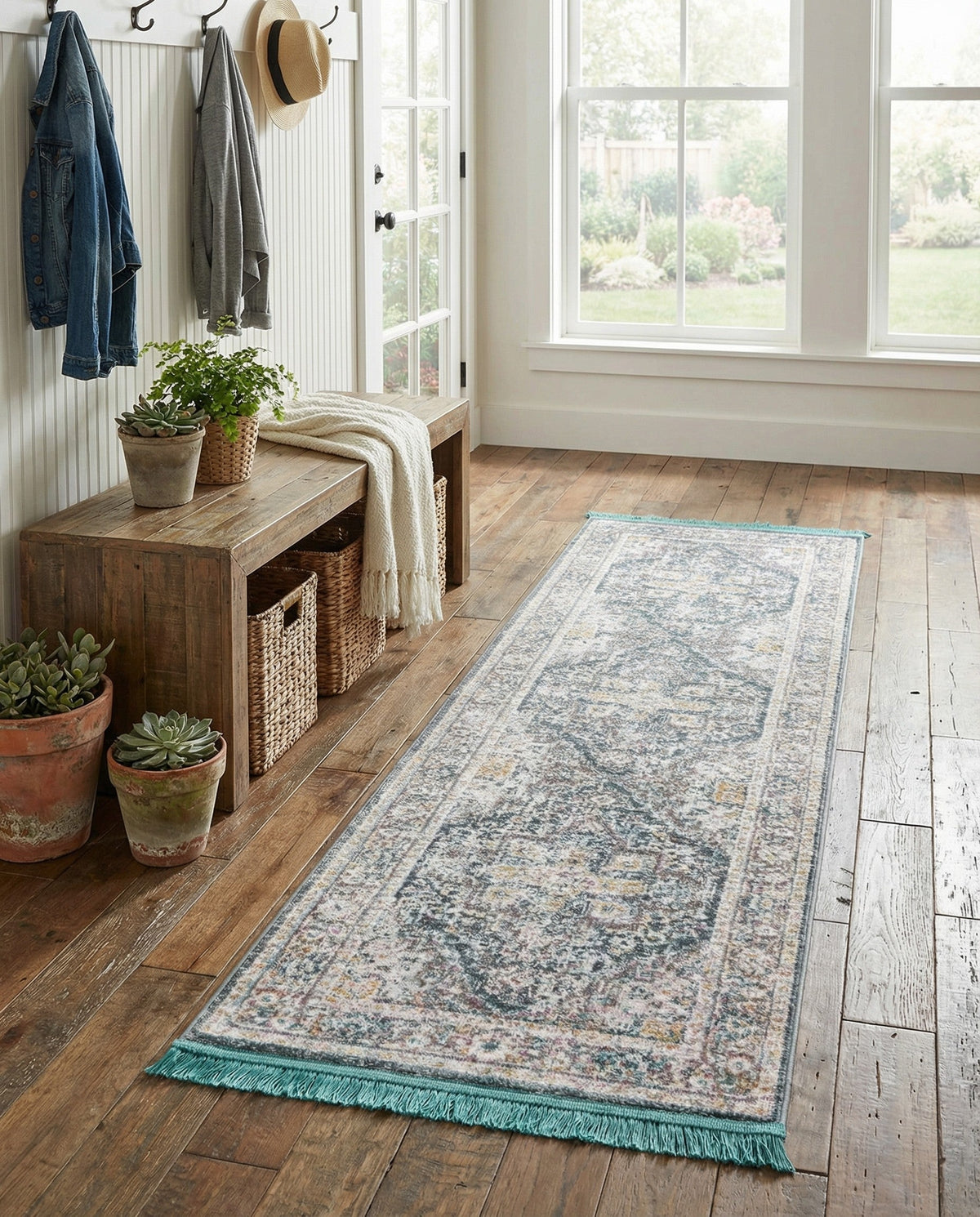 Caribbean Breeze Collection Area Rug -  Andros Runner Gray  lifestyle 145