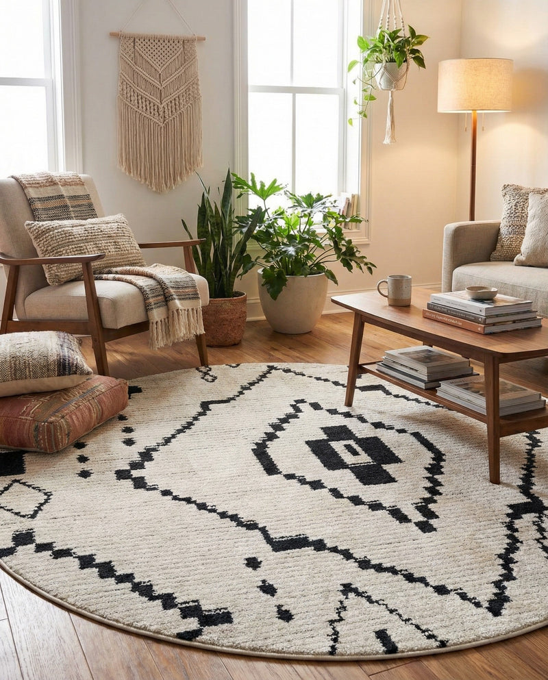 Tangier Treasures Collection Area Rug -  Chefchaouen Round Ivory  lifestyle 70